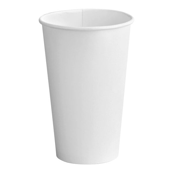 A white Solo paper hot cup with a lid.
