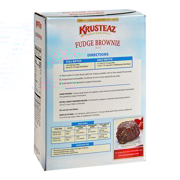 A box of Krusteaz Professional Fudge Brownie Mix.