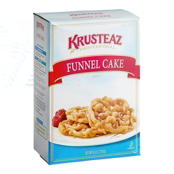 A case of 6 Krusteaz Professional Funnel Cake Mix boxes on a white surface.
