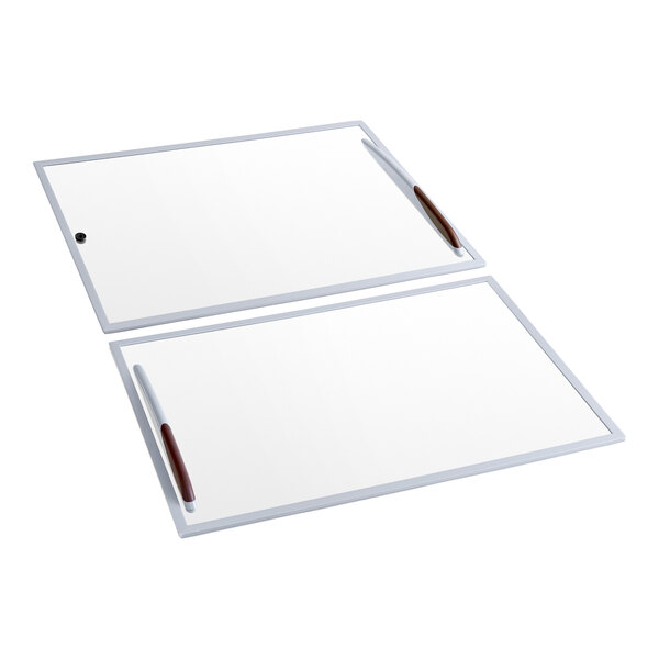 A set of two rectangular glass lids with white frames and handles, designed for DFF20-HC freezers.