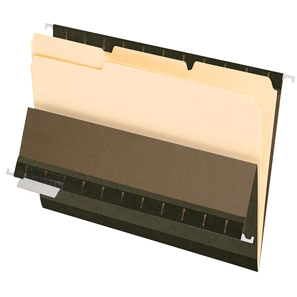 a file folder with a brown cover