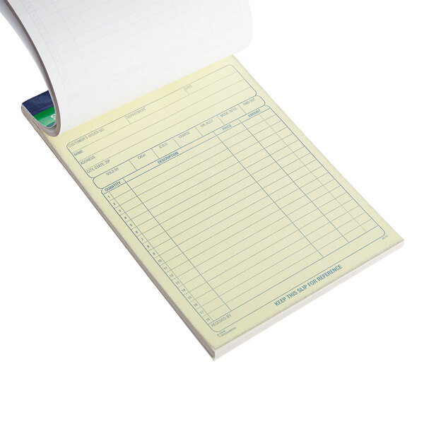 An Adams carbonless bound sales order book open to a receipt page.