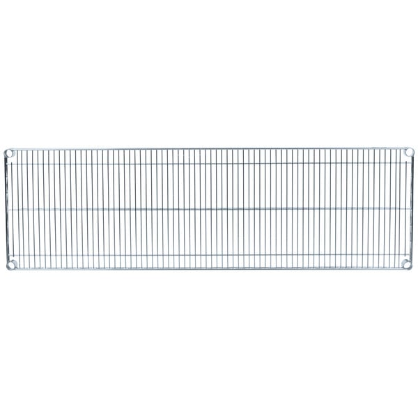 A Metro Super Erecta wire shelf with a metal grid.