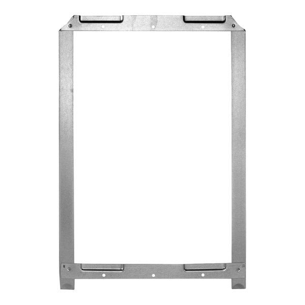 A close-up of a Bobrick stainless steel wall-mounted mirror frame.