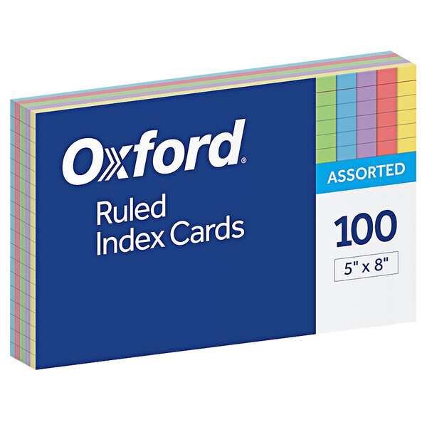OXFORD 35810 Index Cards,Color,5x8/",Ast,PK100