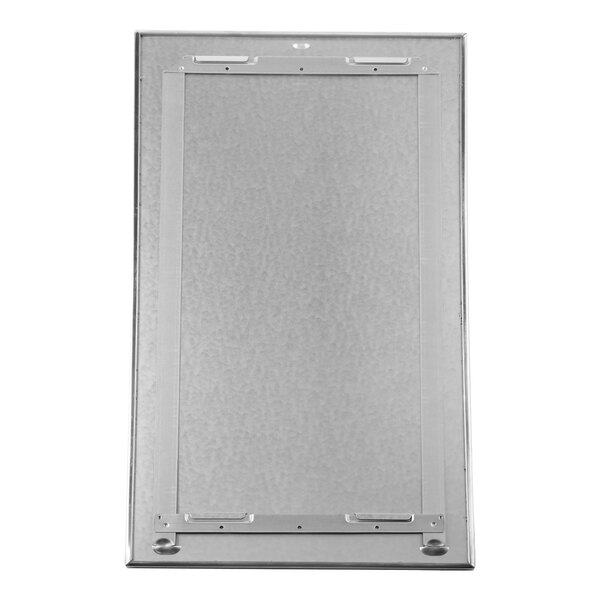 A rectangular metal mirror with a metal frame.