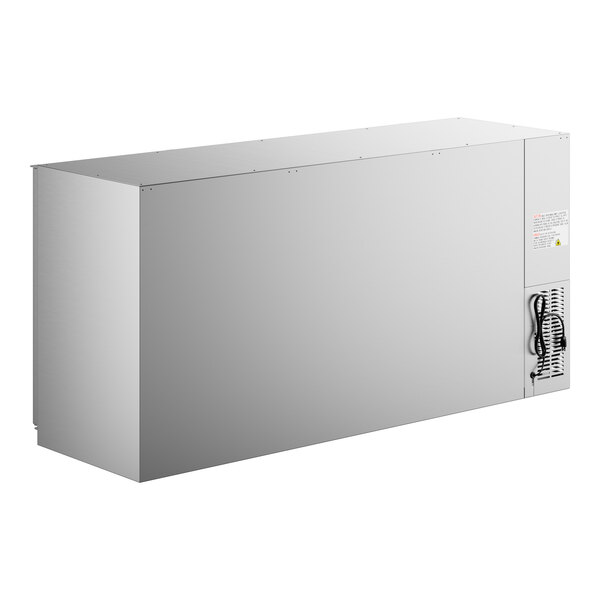 A white rectangular Avantco back bar cooler with a door on it.