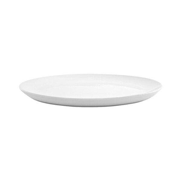 A large, round, bright white porcelain platter.