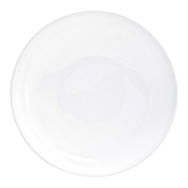 A bright white, low round porcelain bowl with a 36 oz. capacity.