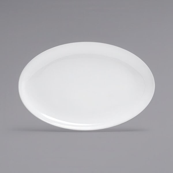 A white oval Front of the House porcelain plate.