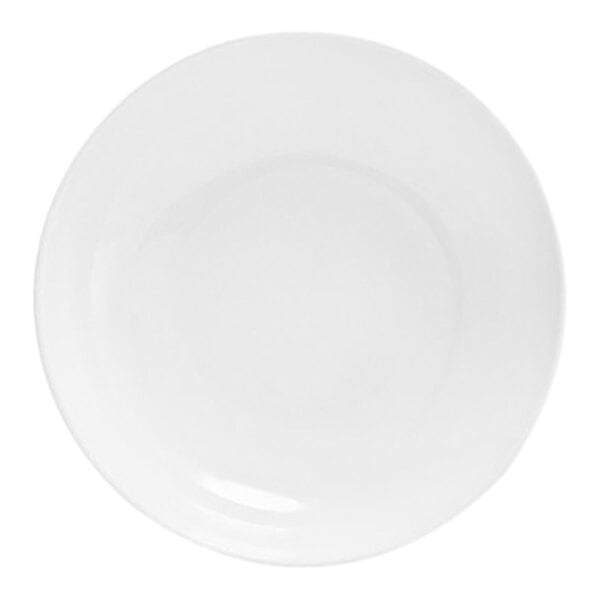 A bright white low round porcelain bowl.