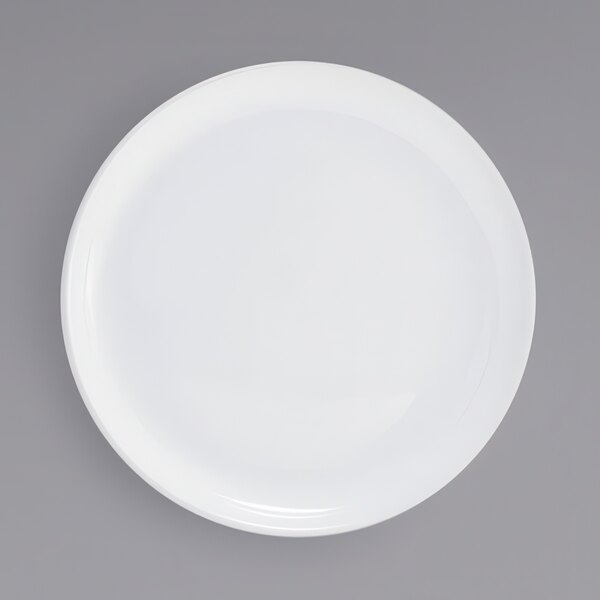 A white plate on a white background.