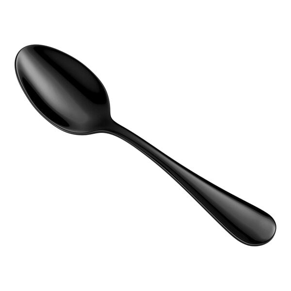 Acopa Vernon Black 4 1/2" 18/0 Stainless Steel Heavy Weight Demitasse Spoon - 12/Case