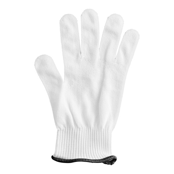 A MercerGuard white cut-resistant glove with black trim.