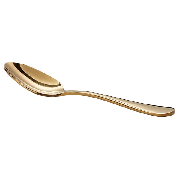 An Acopa Vernon gold demitasse spoon with a stainless steel bowl and gold handle.