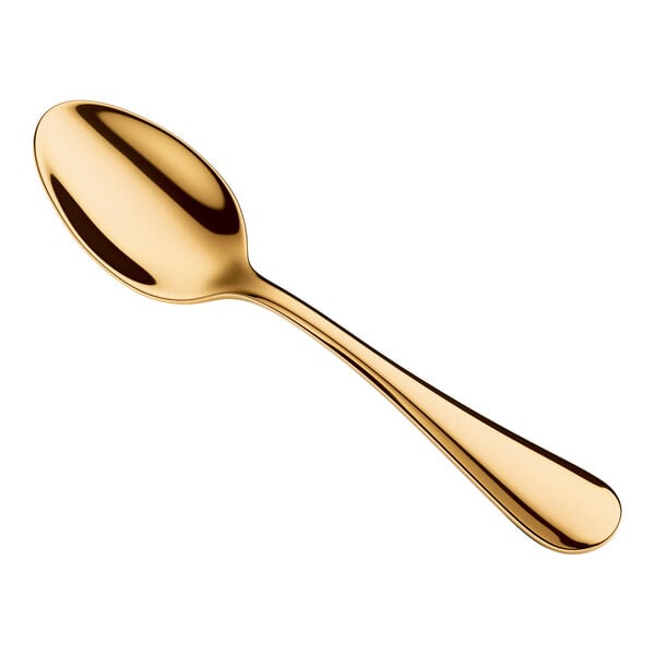 Acopa Vernon Gold 4 1/2" 18/0 Stainless Steel Heavy Weight Demitasse Spoon - 12/Case