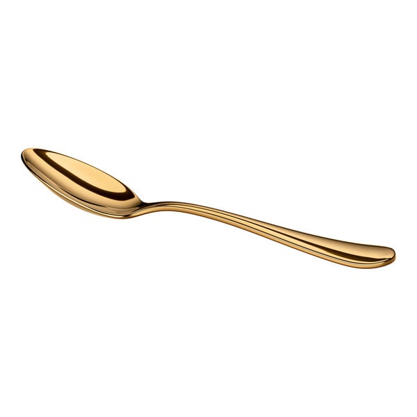 Acopa Vernon Gold 4 1/2" 18/0 Stainless Steel Heavy Weight Demitasse Spoon - 12/Case
