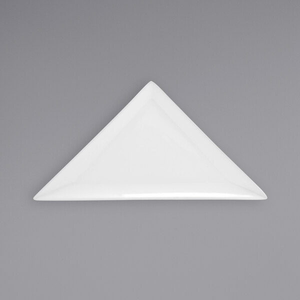 A Front of the House triangle shaped porcelain plate in bright white.
