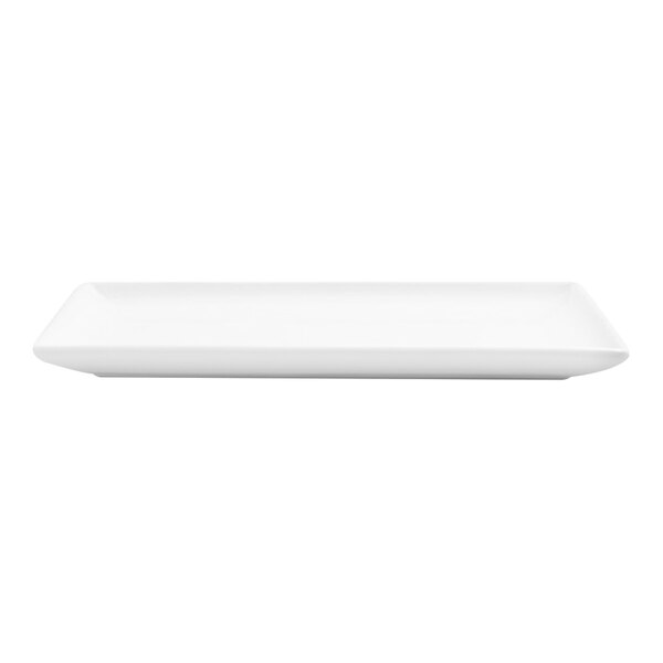 A rectangular bright white porcelain plate.