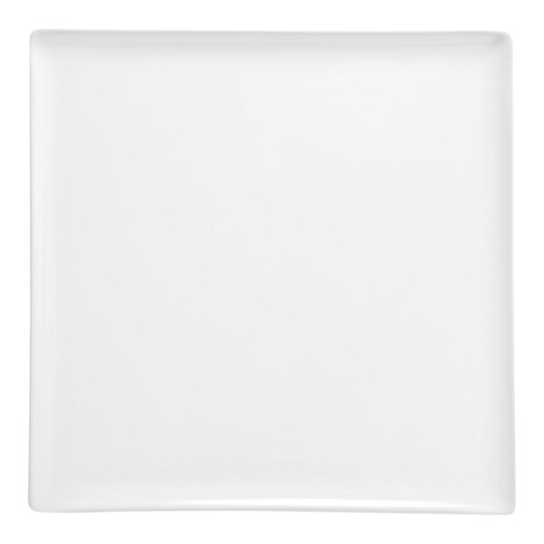 A bright white square porcelain plate.