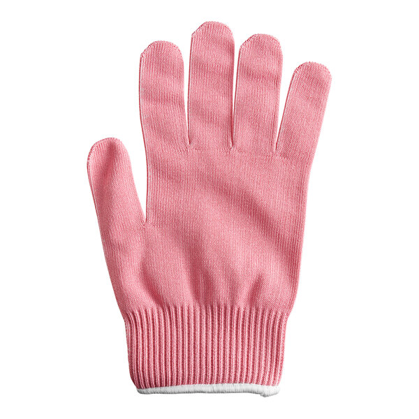 A pink Mercer Culinary Millennia Cut-Resistant glove.