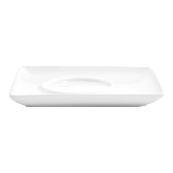 Front of the House Mod 5 1/4" Bright White Square Porcelain Saucer - 12/Case