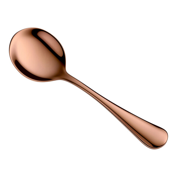 Acopa Vernon Rose Gold 6 1/16" 18/0 Stainless Steel Heavy Weight Bouillon Spoon - 12/Case