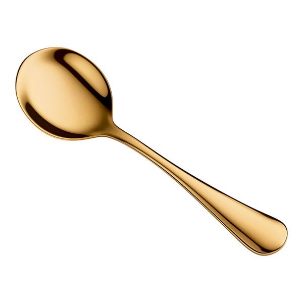 Acopa Vernon Gold 6 1/16" 18/0 Stainless Steel Heavy Weight Bouillon Spoon - 12/Case