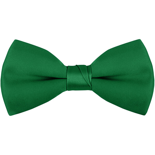 A close up of a Henry Segal Kelly Green clip-on bow tie.