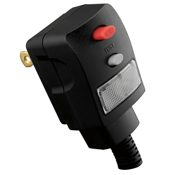 A black Hamilton Beach wall mount hair dryer with a red night light switch.