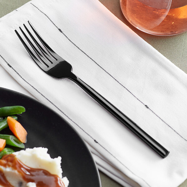 Acopa Phoenix Black 8 1/4" 18/0 Stainless Steel Forged Dinner Fork - 12/Case