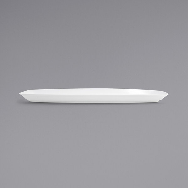 A white rectangular plate on a gray background.