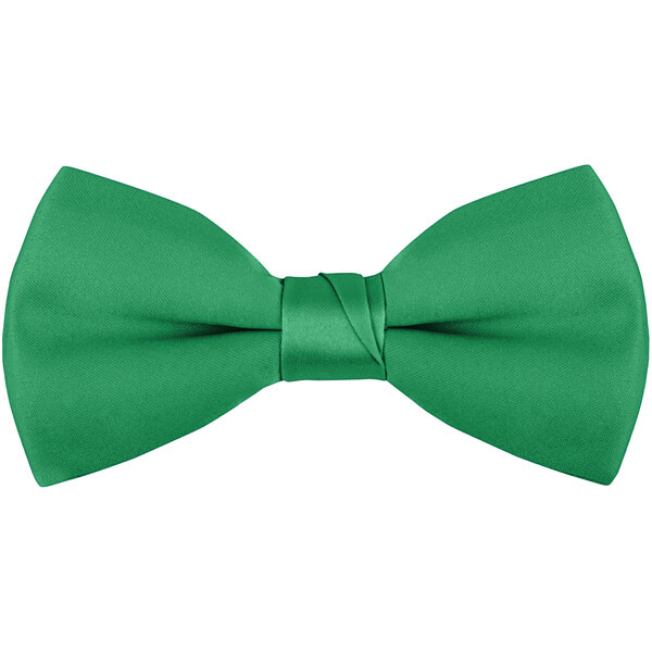 A close-up of a green bow tie with a knot.