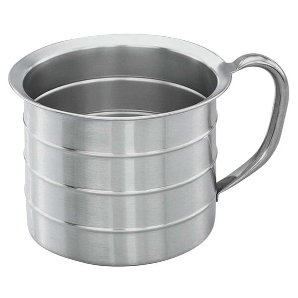 a silver mug with a handle