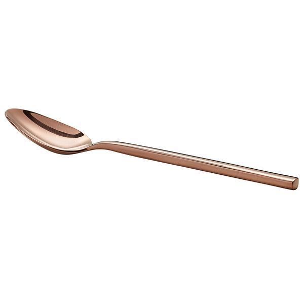 An Acopa Phoenix stainless steel spoon with a rose gold handle.