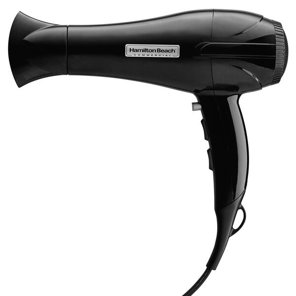 A black Hamilton Beach hair dryer with a cord.