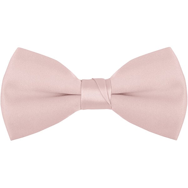 A close-up of a light pink Henry Segal clip-on bow tie.