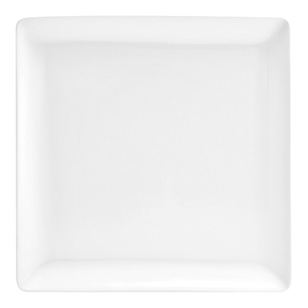 A bright white square porcelain plate.