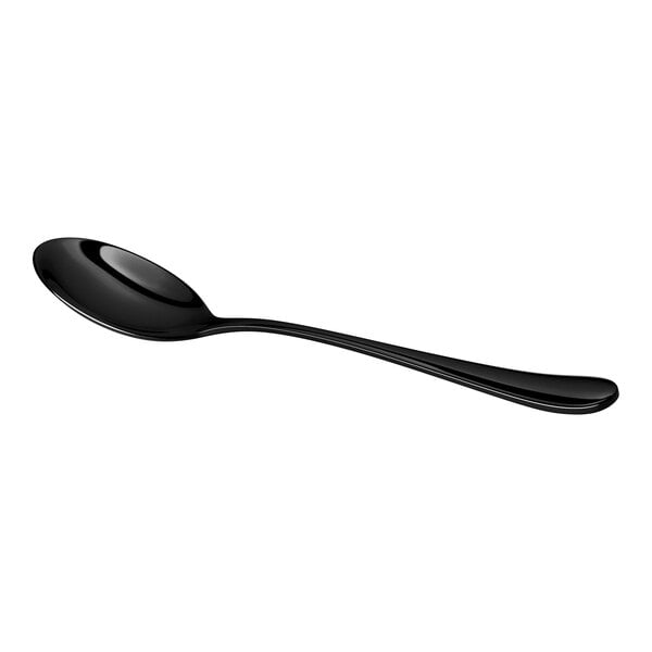Acopa Vernon Black 6 1/16" 18/0 Stainless Steel Heavy Weight Bouillon Spoon - 12/Case
