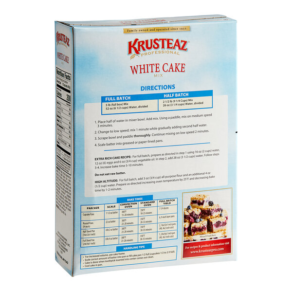 A box of Krusteaz Professional white cake mix.
