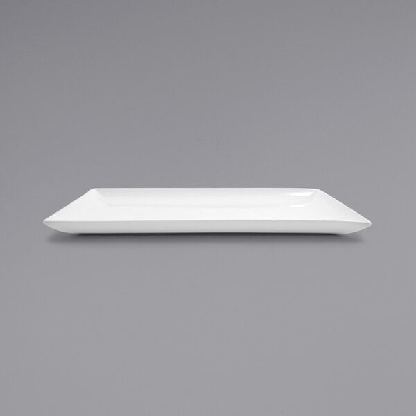 A white rectangular Front of the House porcelain plate.