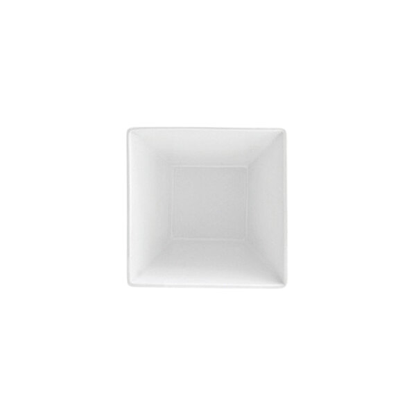A bright white, tall square porcelain bowl with a 16 oz. capacity.