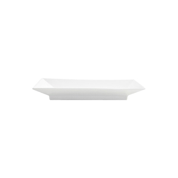 A bright white rectangular porcelain footed plate.