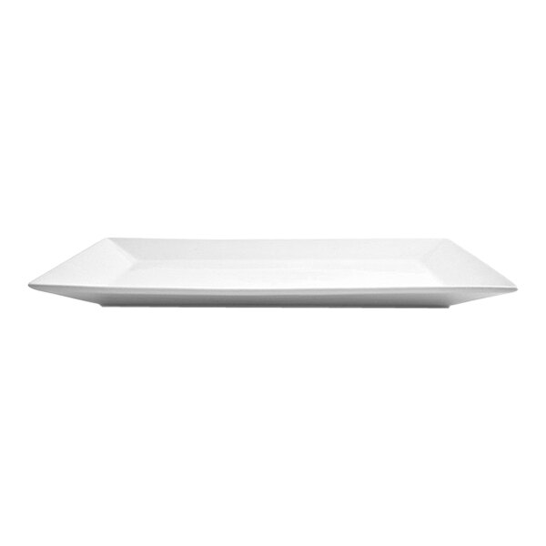 A rectangular bright white porcelain plate.