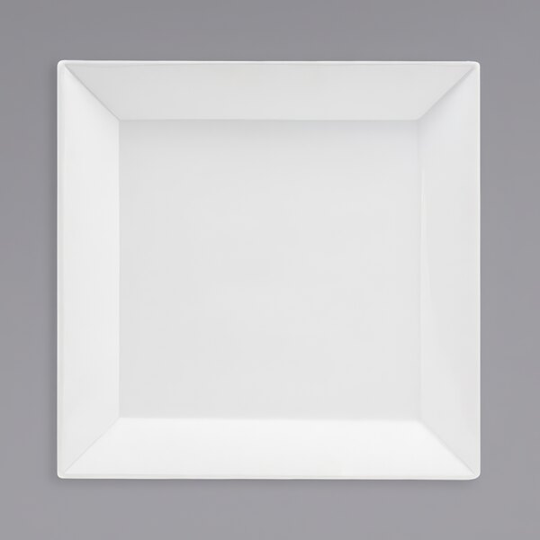 A white square plate with a white border.
