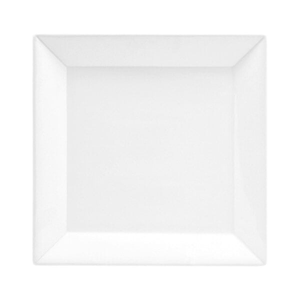 A bright white square porcelain plate.