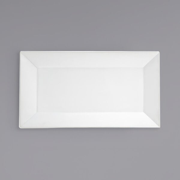 A white rectangular Front of the House Kyoto porcelain platter.