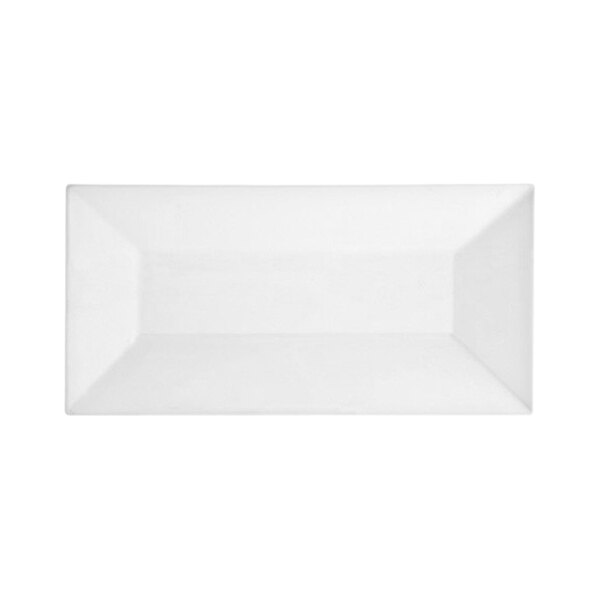 A bright white rectangular porcelain footed plate.
