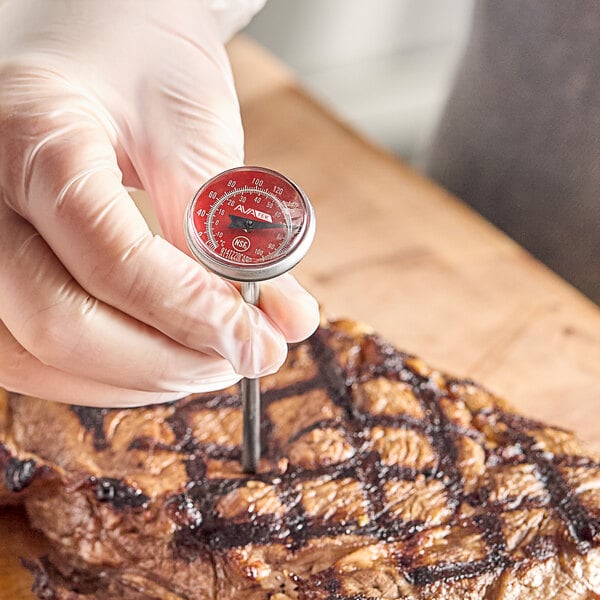 AvaTemp 5" HACCP Pocket Probe Dial Thermometer with Calibration Wrench (Red / Raw Meat)