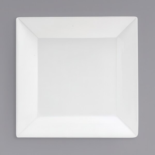 A white square plate with a square edge.